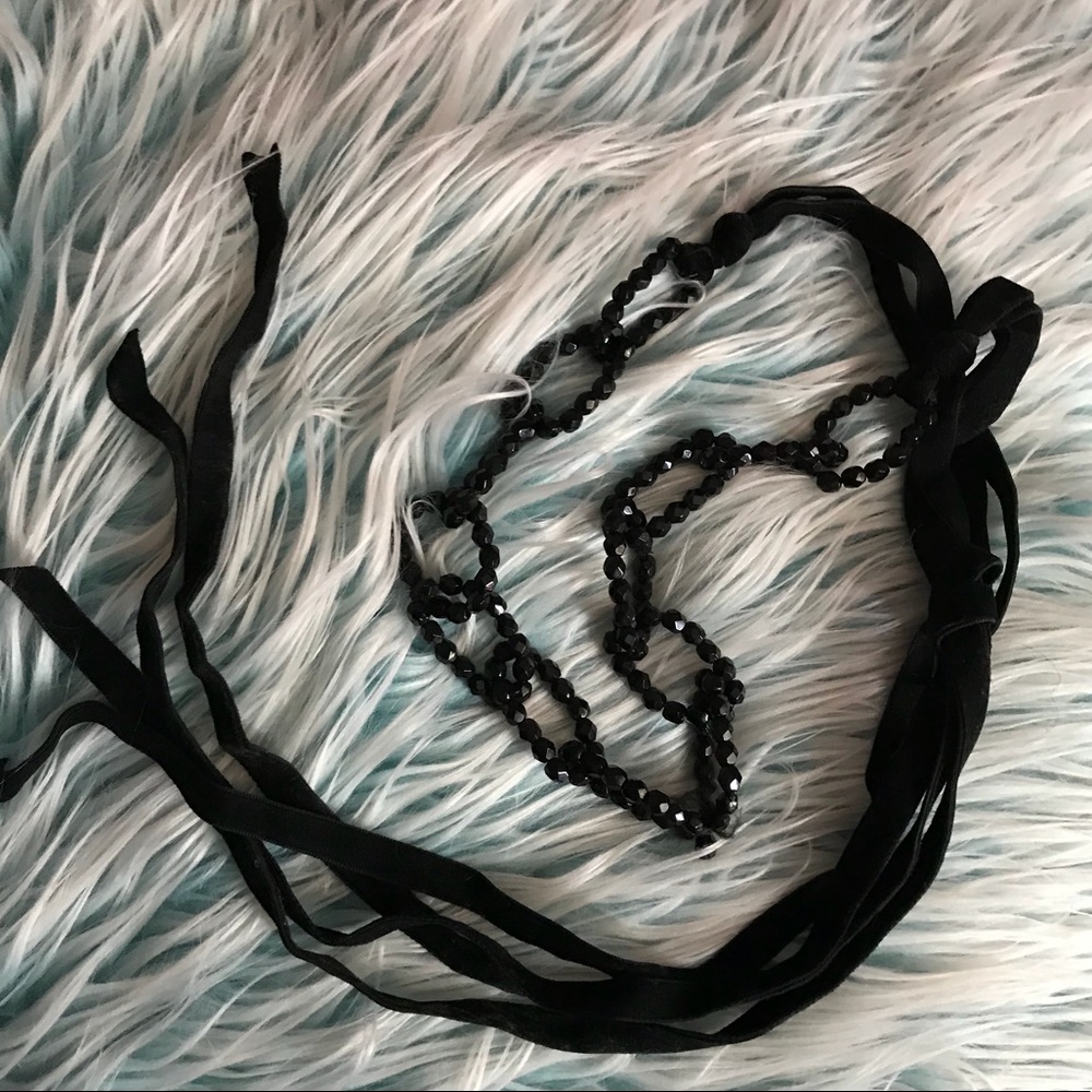 Long Velvet Ribbon-Tie Necklace